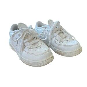 Nike Air Force 1 Low Triple White Sneakers Shoes 314194-117 Child Size 7C